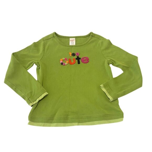 Gymboree Girls Size 6 Long Sleeve "Too Cute" Green Shirt - Picture 1 of 4